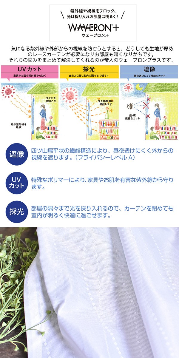 ウェーブロンプラス レースカーテン イージーオーダー テイジン