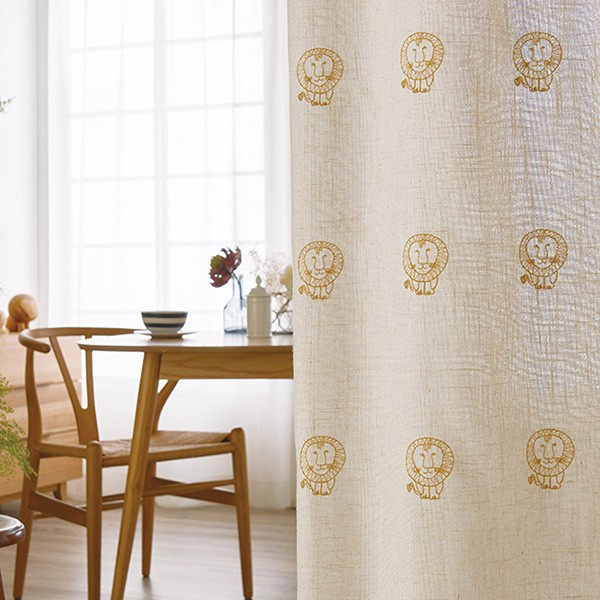 Lisa Larson リサ・ラーソン カーテン ライオン（刺繍） 巾100×丈135cm