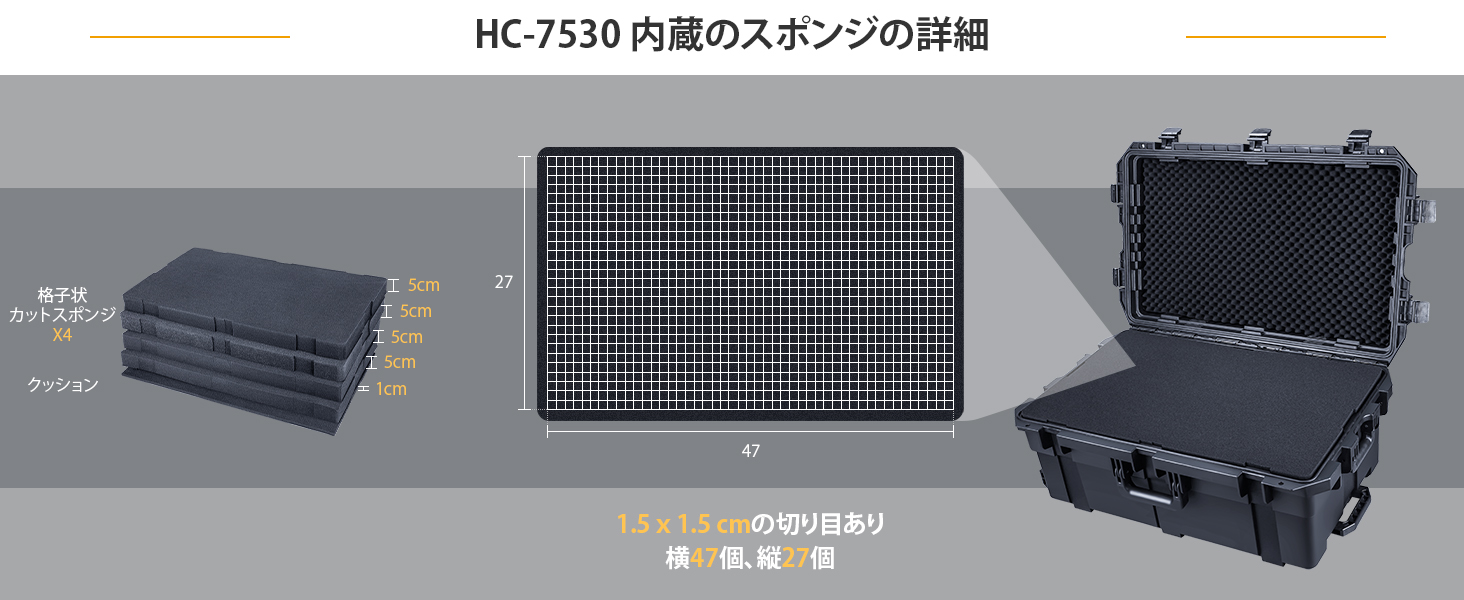 Lykus HC-7530 車輪付 防水防塵 プロテクターケース キャスター 格子状