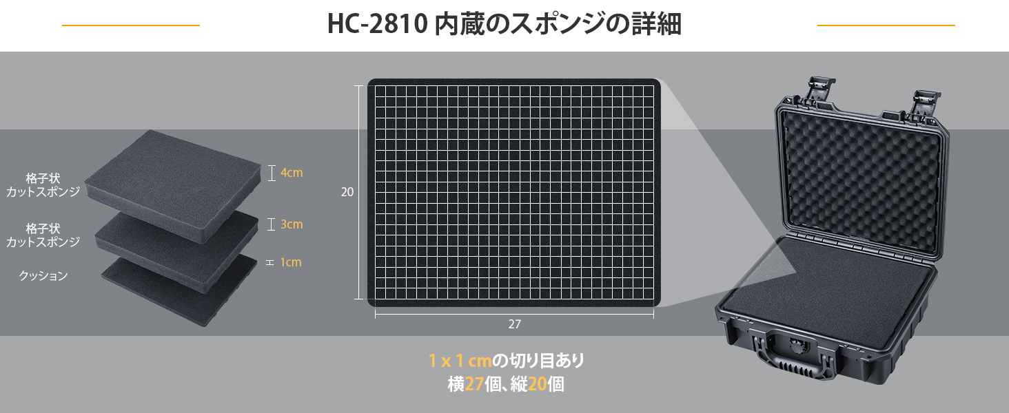 Lykus HC-2810 防水防塵 プロテクターケース 格子状カットスポンジ内蔵