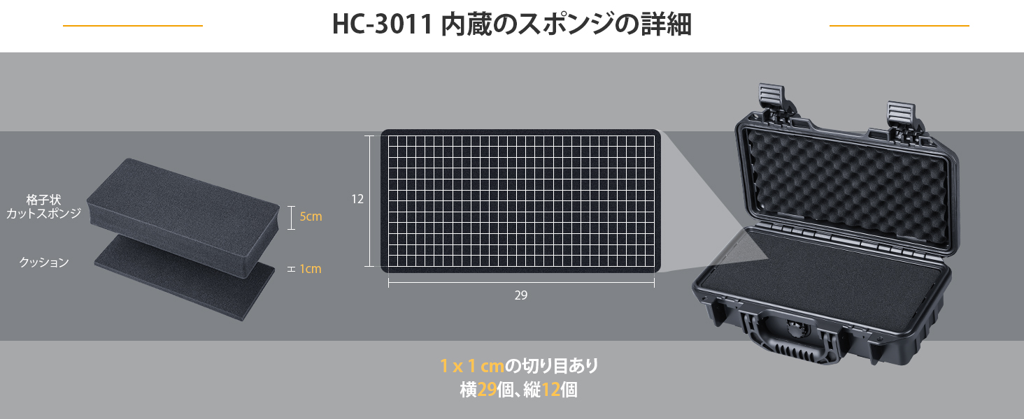 Lykus HC-3011 防水防塵 プロテクターケース 格子状カットスポンジ内蔵