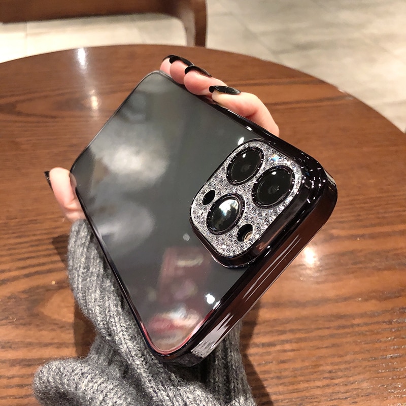 IPhone 透明 ダイヤモンド ケース 耐衝撃性 高級感 透明 シリコン レンズプロテクター付き モデル 13 12 11 pro max｜sorakumo｜02