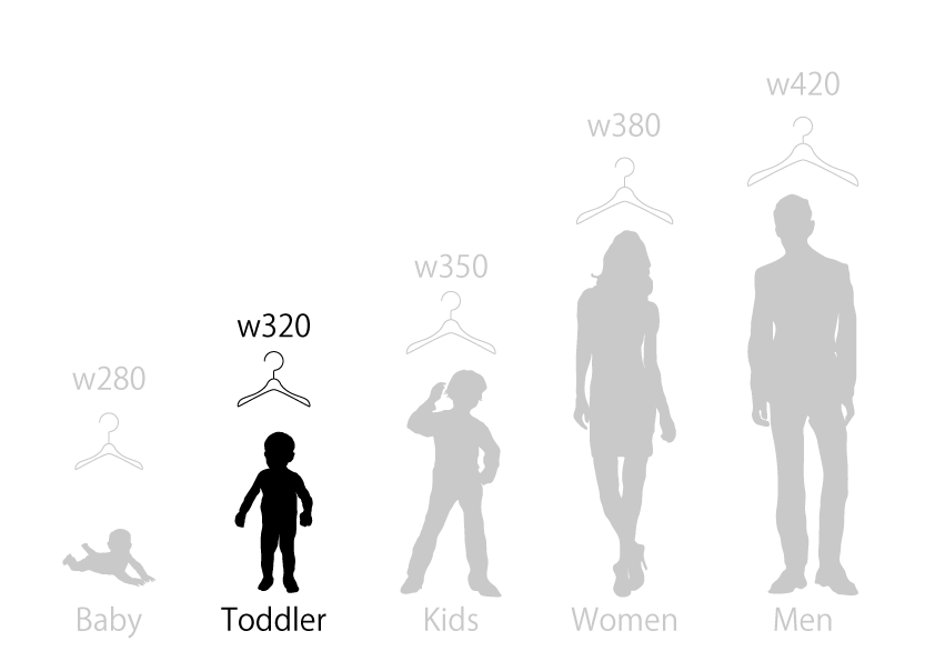 幼児さんのための木製ハンガー　幅320mm