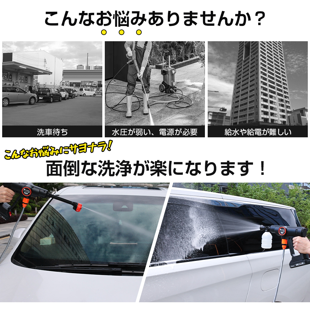年末年始セール価格】高圧洗浄機 コードレス 充電式 高圧洗浄 ハンディ