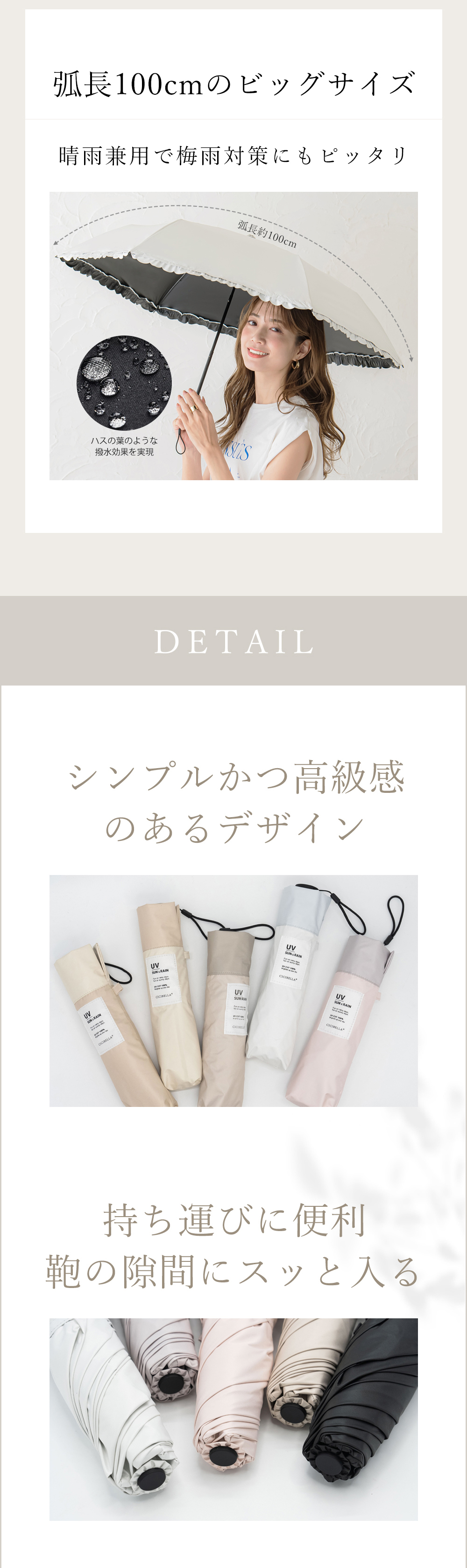 CICICBELLA 日傘 完全遮光 折りたたみ 傘 フリル 軽量 遮光率100