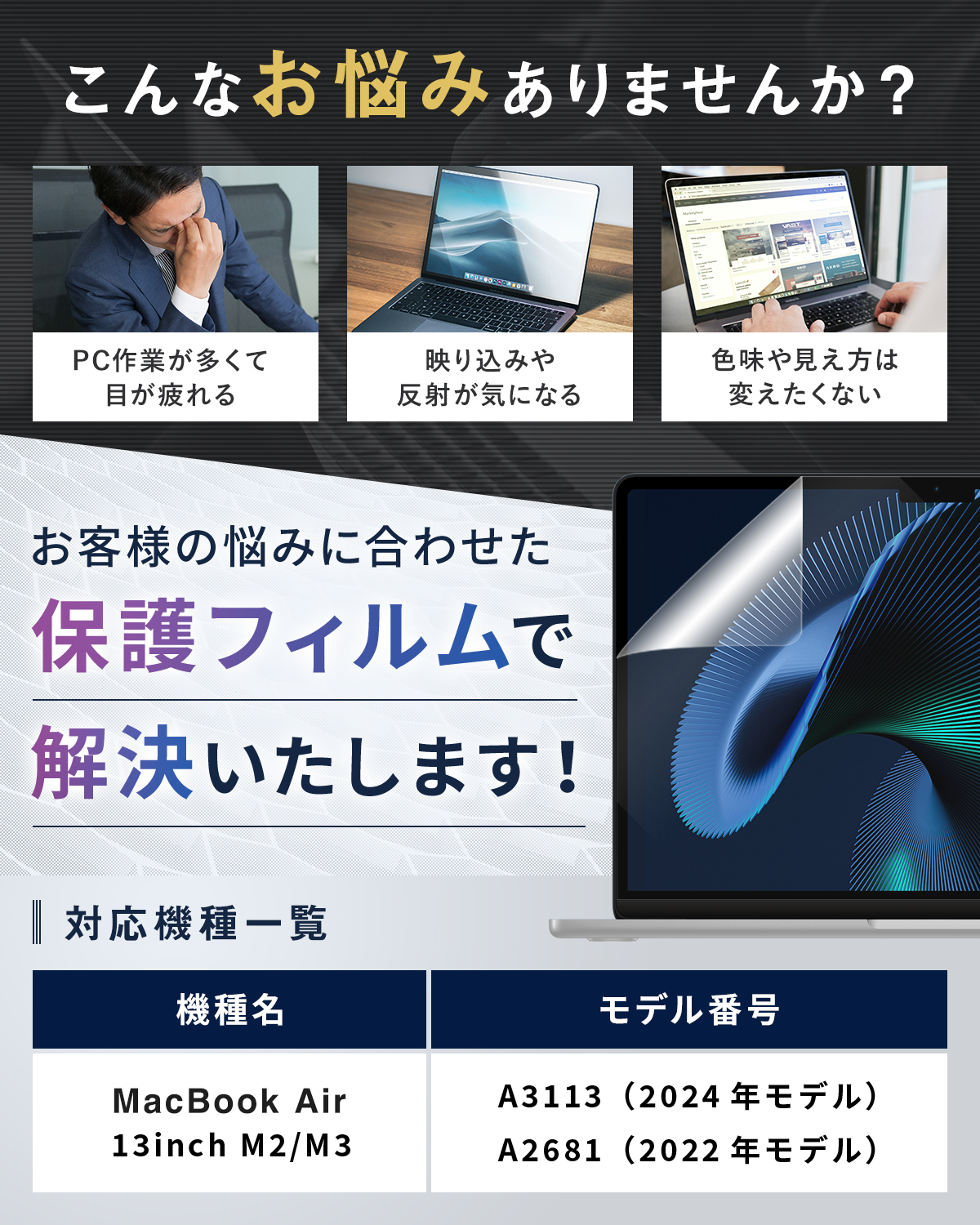 日本製 アンチグレア ブルーライトカット】MacBook Air Pro 13インチ