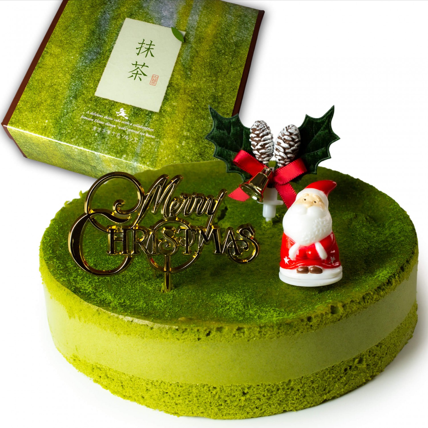魔法洋菓子店ソルシエ魔法洋菓子店ソルシエ クリスマスケーキ 抹茶 ベイクドチーズケーキ 5号サイズ Xmas飾り付 直径16cm 4 6人分 約450g 値下げ