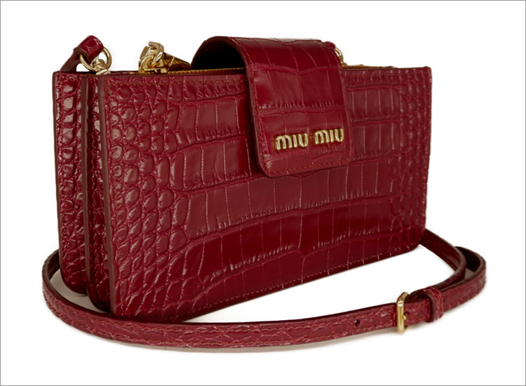 miu miu（ミュウミュウ） クロコダイルプリントレザー ミニバッグ