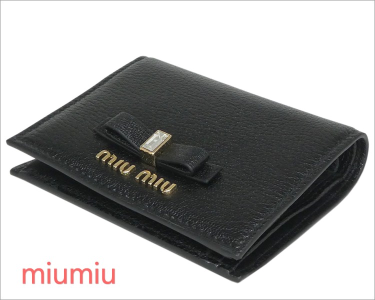 miumiu マドラスレザー 財布 miu ミュウミュウ リボン マドラスレザー 財布 クリスタル MIU