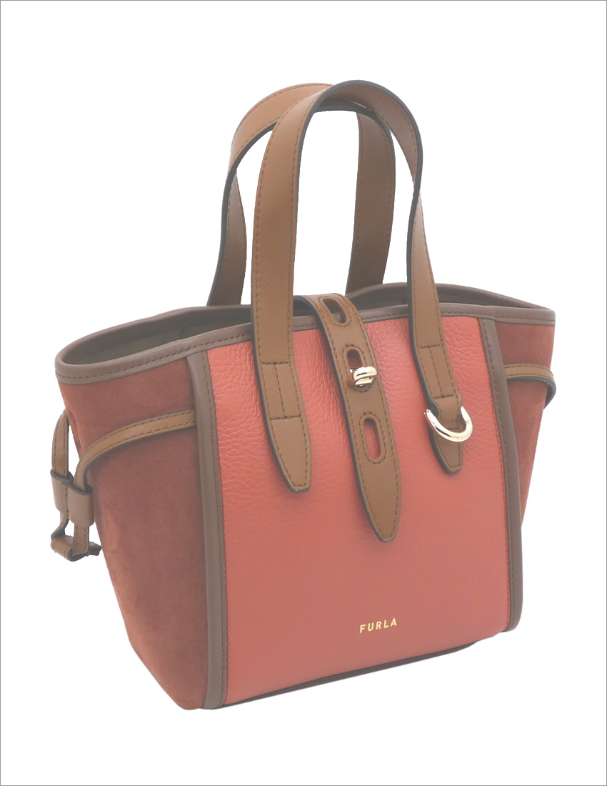 美品 FURLA 2way NET MINI トート ショルダー ブラウン FURLA（フルラ） FURLA NET トート ミニ TONI CANNELLA シナモン