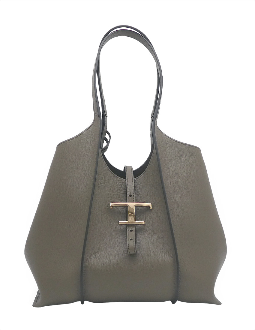 送料込*TOD`S*トッズ*T タイムレス スモール レザー バッグ Woman ブラウン T タイムレス レザー ショッピングバッグ