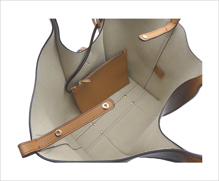 ★TOD'S★ T タイムレス バッグ スモール XBWTSBA0200Q8ES410 Woman BROWN T Timeless Shopping Bag in Leather Small
