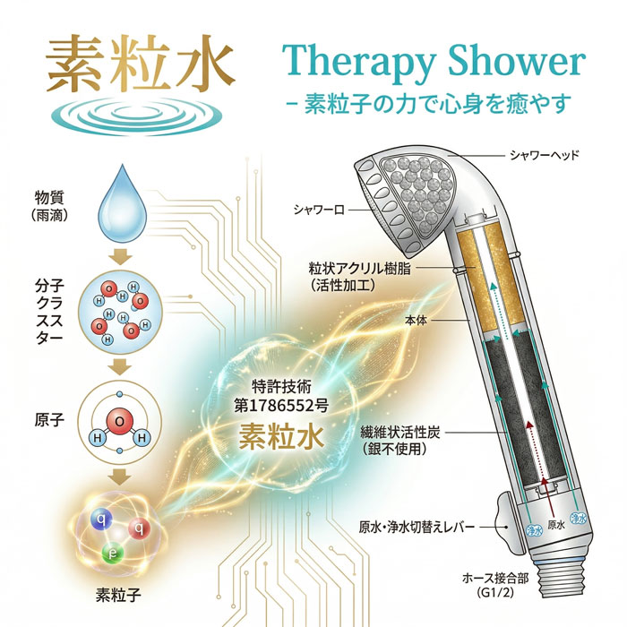 シャワーヘッド 塩素除去 浄水 「素粒水]」 正規代理店 浄水シャワー