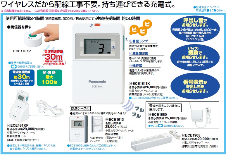 ECE1611K パナソニック ワイヤレスコール携帯受信器（本体）（充電器なしタイプ） ECE1611K : ece1611k :  インターホンと音響機器のソシヤル - 通販 - Yahoo!ショッピング