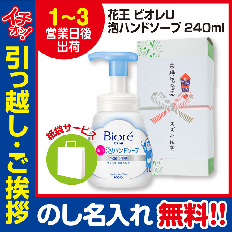 【使い勝手の良い】 最大54%OFFクーポン 引っ越し 挨拶 品物 ギフト 粗品 工事 挨拶まわり 初盆 お返し 花王 ビオレU 泡 ハンドソープ のし 手提げ紙袋付 nanaokazaki.com nanaokazaki.com