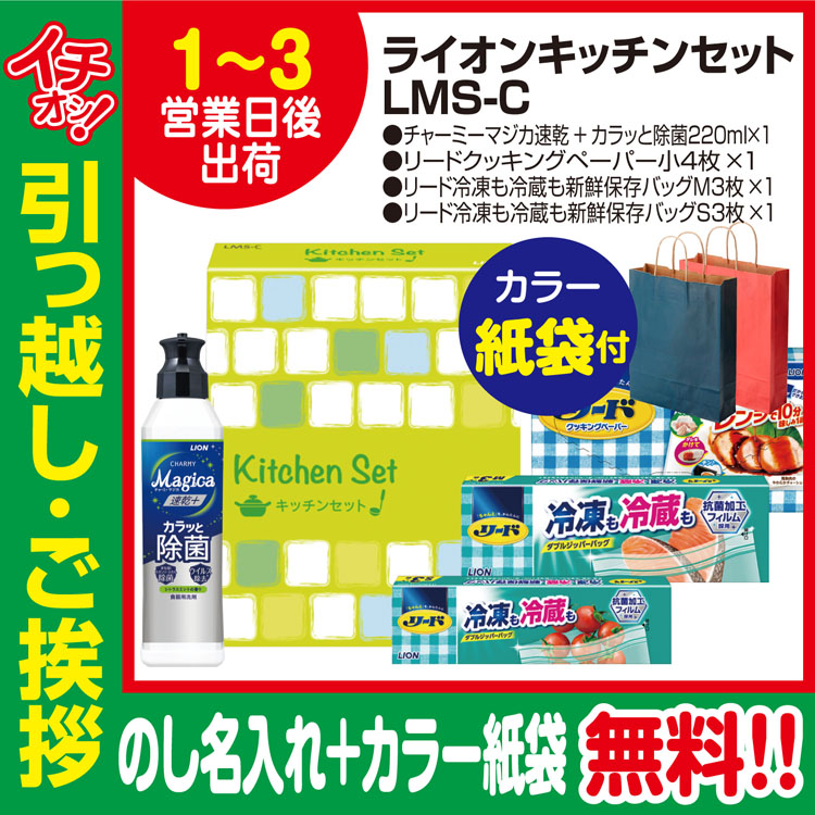 開催中 輝く高品質な 引っ越し 挨拶 品物 ギフト 粗品 工事 挨拶まわり 初盆 ライオン キッチンセット 4点セット LMS-C のし カラー手提げ紙袋付 rsworks.co.jp rsworks.co.jp