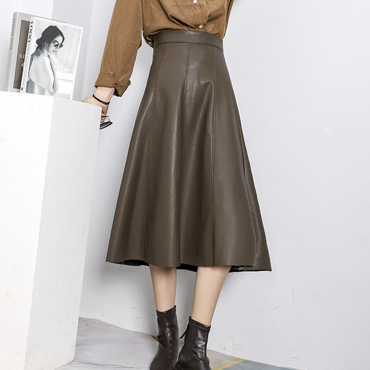 レザースカート ボトムス ロングスカート フレアスカート A