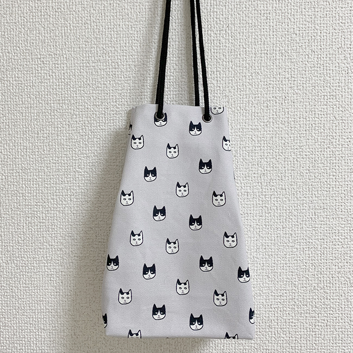 バッグ 猫 スパバッグ 巾着 袋 ショルダーバッグ 布 ネコ柄 猫