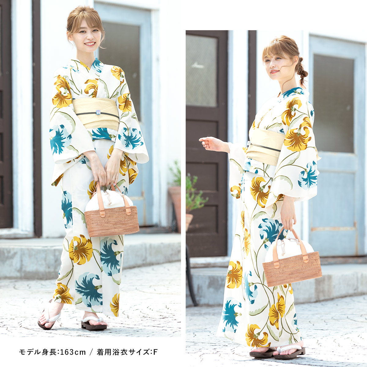 もかSOUBIEN 花柄 浴衣3点セット SOUBIEN 浴衣セット 3点セット（浴衣/帯/下駄） ボヌールセゾン