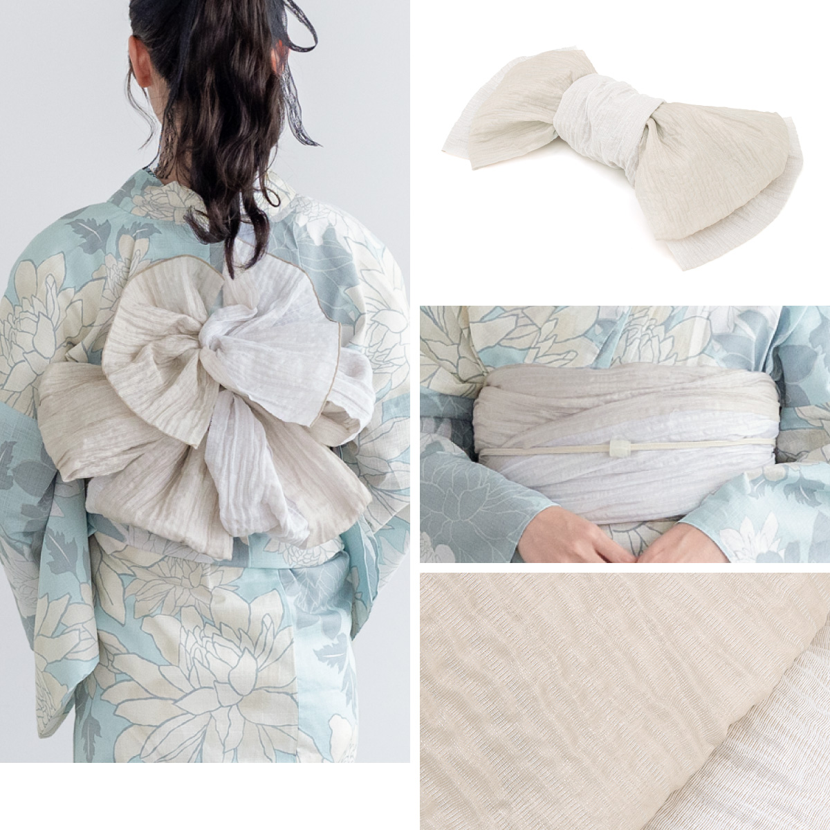 8/19限定価格＊ tubakian ツバキアン＊水玉兵児帯 グレー 8/19限定価格