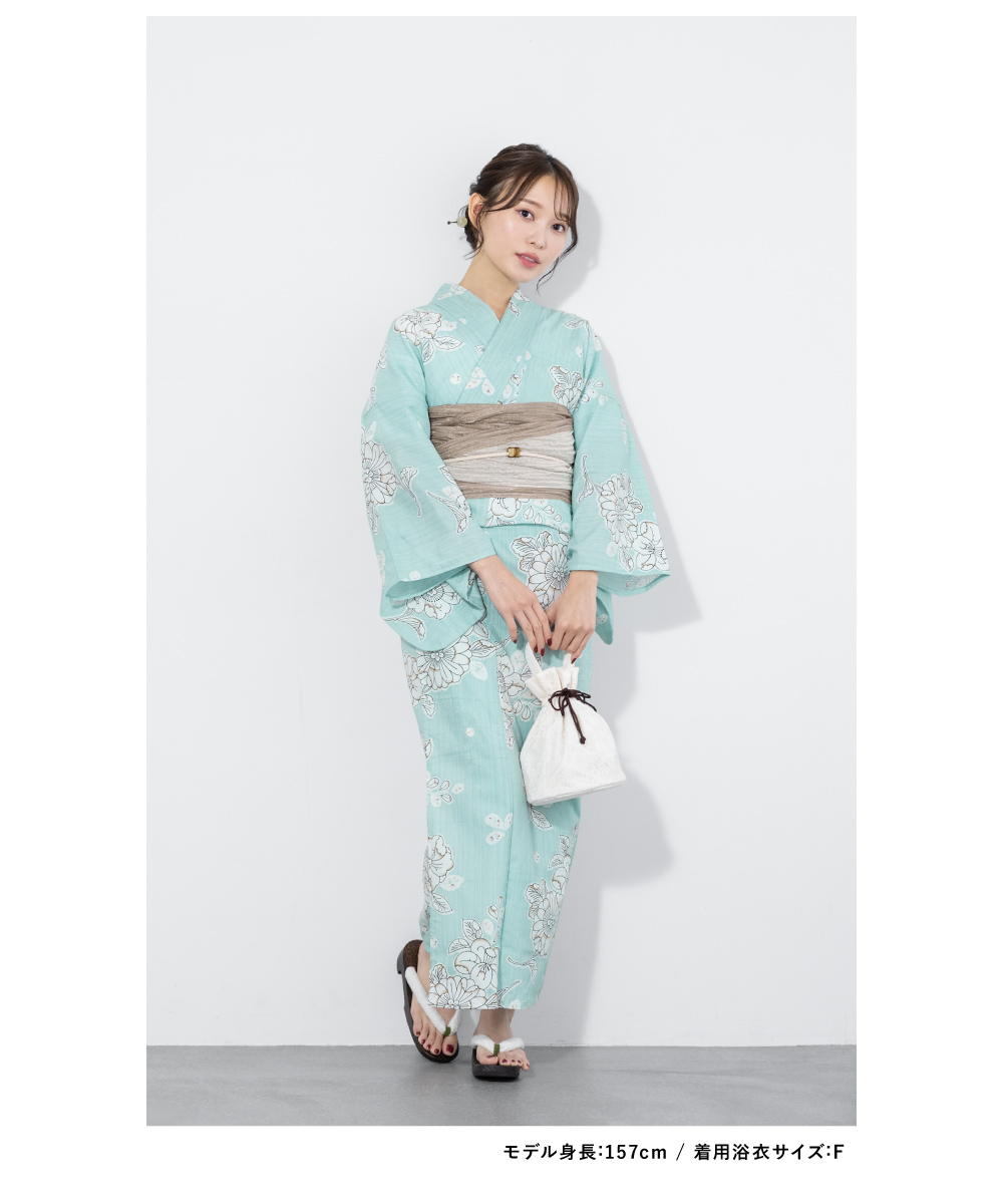 SOUBIEN（創美苑） 浴衣 レディース 浴衣セット 夏 大人 F 兵児帯 3点