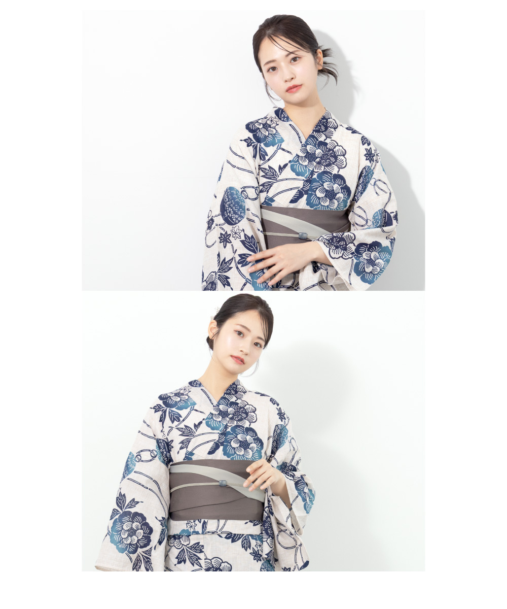 ゆかた ユカタ Lサイズ 浴衣単品販売 くすみブルー SOUBIEN（創美苑） 浴衣 レディース 浴衣セット 夏 大人 F 半幅帯 綿麻