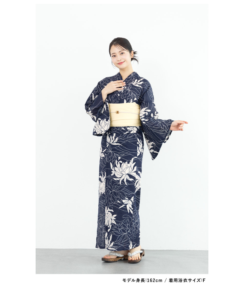 SOUBIEN（創美苑） 浴衣 レディース 浴衣セット 夏 大人 F 半幅帯 綿麻