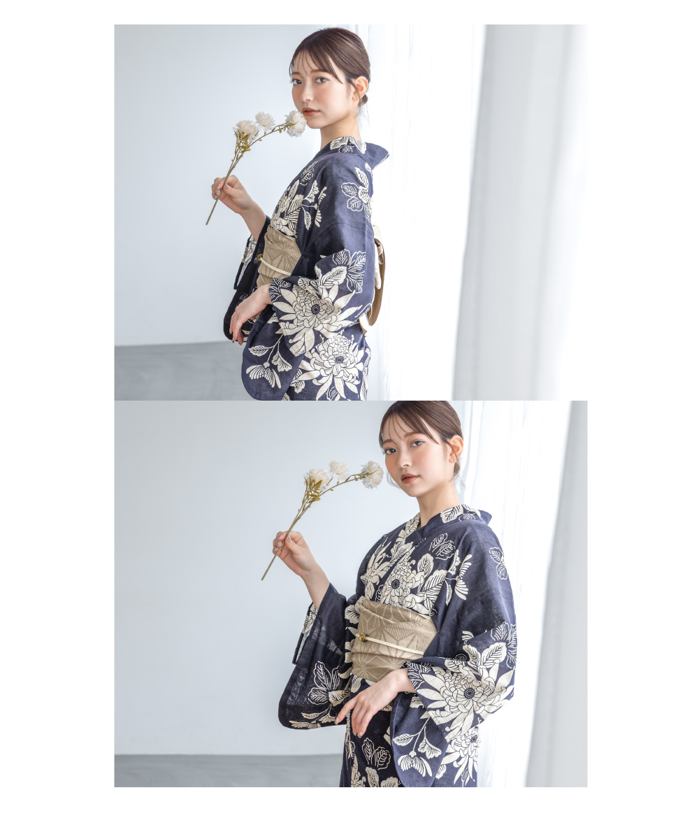 SOUBIEN（創美苑） 浴衣 レディース 浴衣セット 夏 大人 F 半幅帯 綿麻