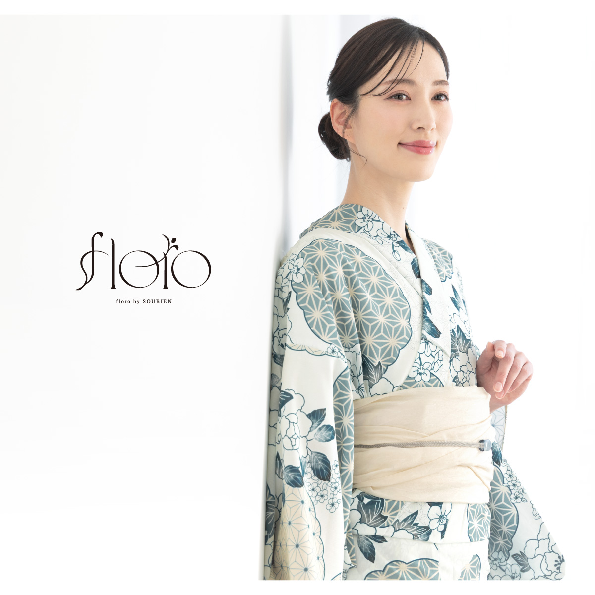 SOUBIEN 浴衣 レディース 浴衣セット 夏 大人 F 兵児帯 floro 白