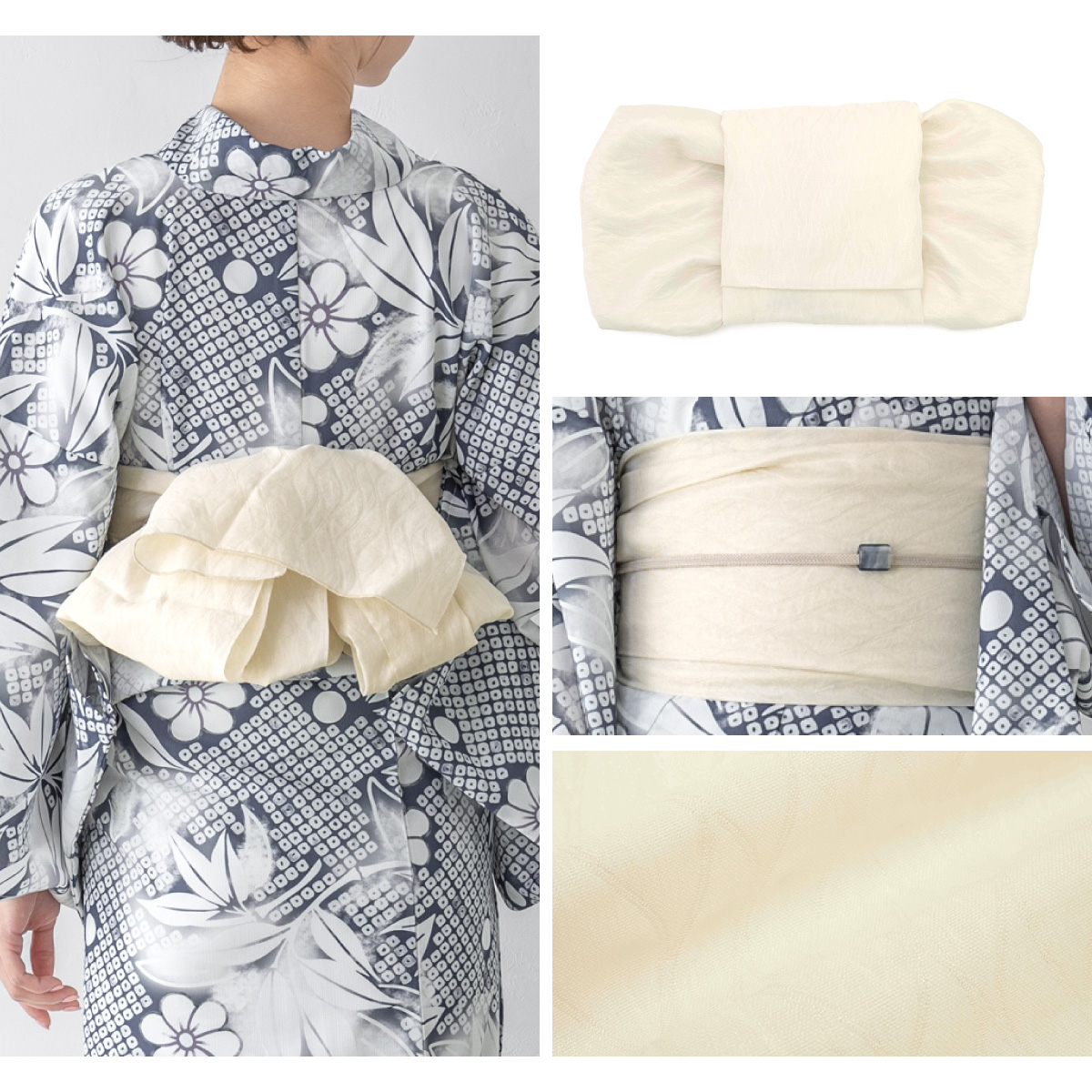 浴衣 レディース 浴衣セット 夏 大人 F 兵児帯 floro 紺 青 白 花柄