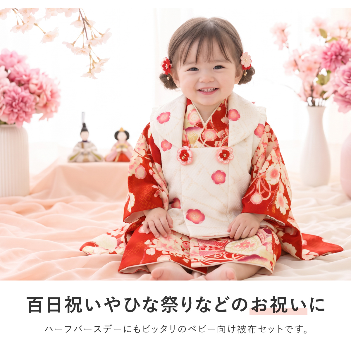 SOUBIEN（創美苑） ベビー着物セット 百日祝い お食い初め 被布セット