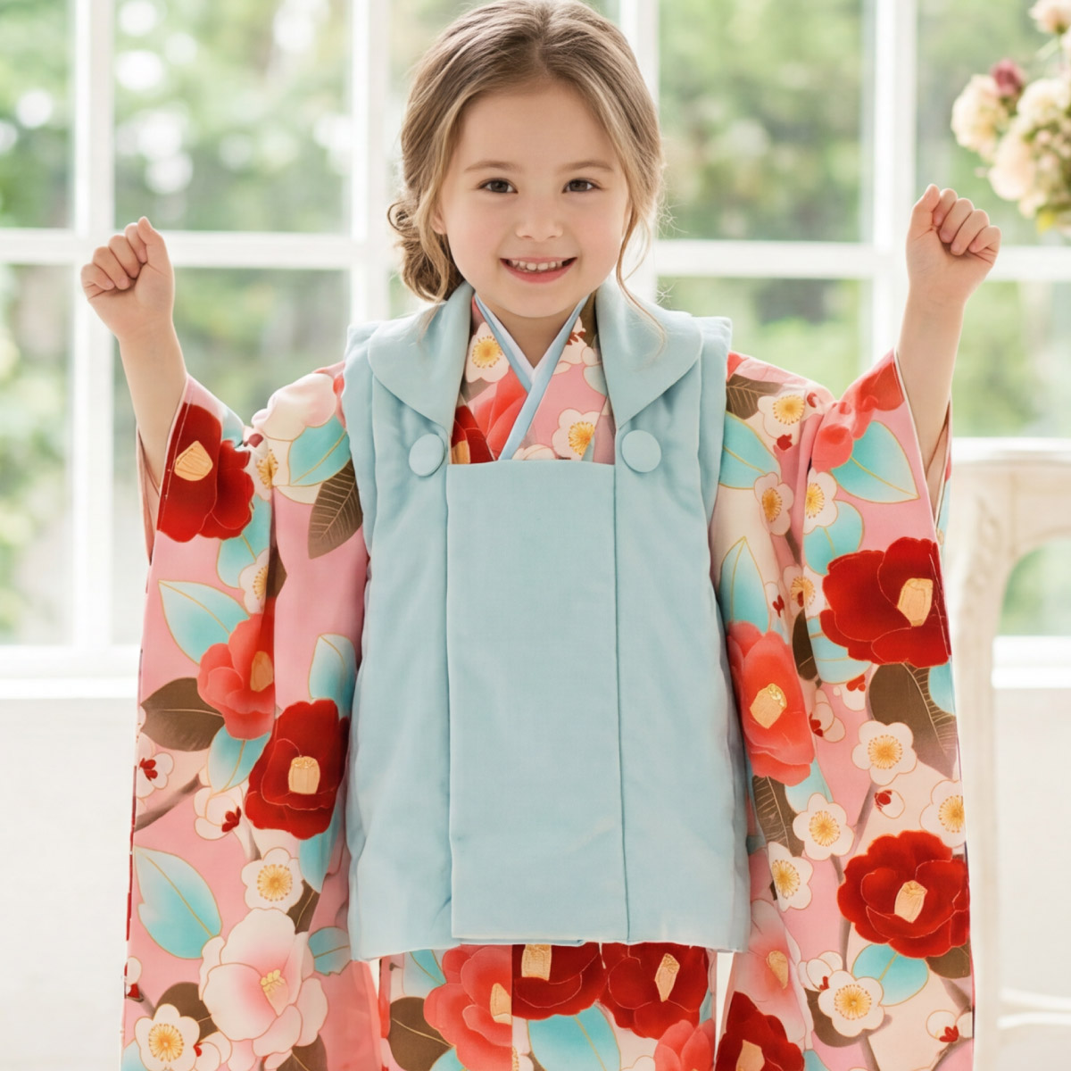 SOUBIEN（創美苑） 七五三 着物 3歳 女の子 着物セット 被布 襦袢 草履