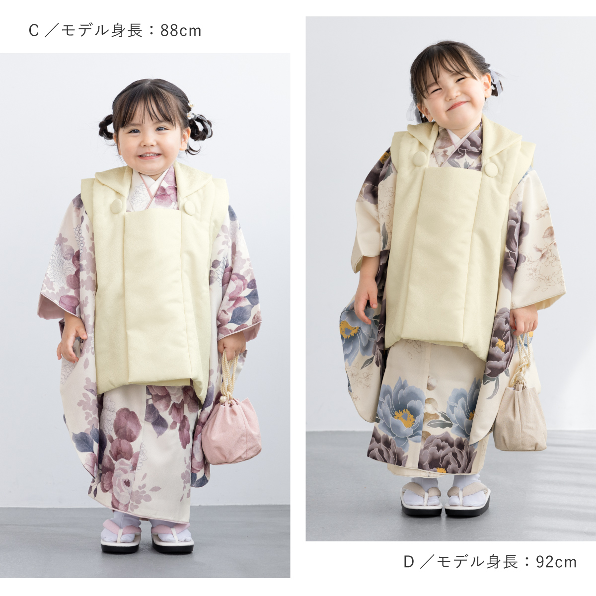 コムサデモード　七五三　女の子　３歳　着物　被布　紫 七五三 3歳女の子用被布[R・K・かわいい系](被布)淡い紫に花