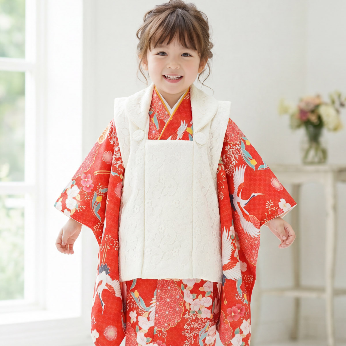 SOUBIEN（創美苑） 七五三 着物 3歳 女の子 着物セット 被布 襦袢 草履