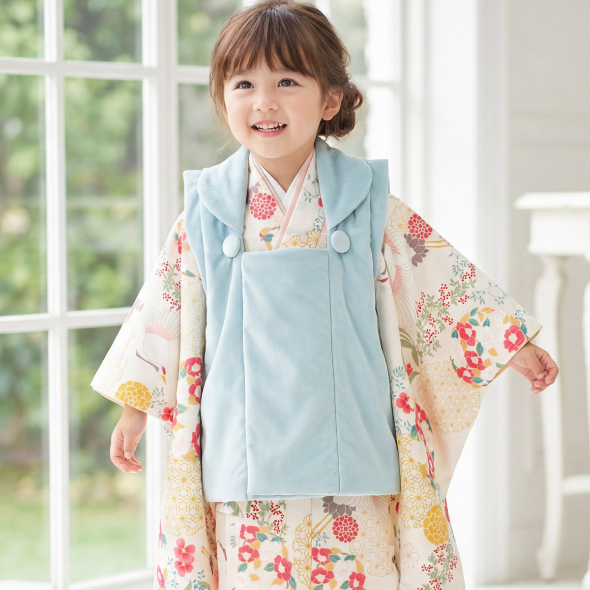 SOUBIEN（創美苑） 七五三 着物 3歳 女の子 着物セット 被布 襦袢 草履