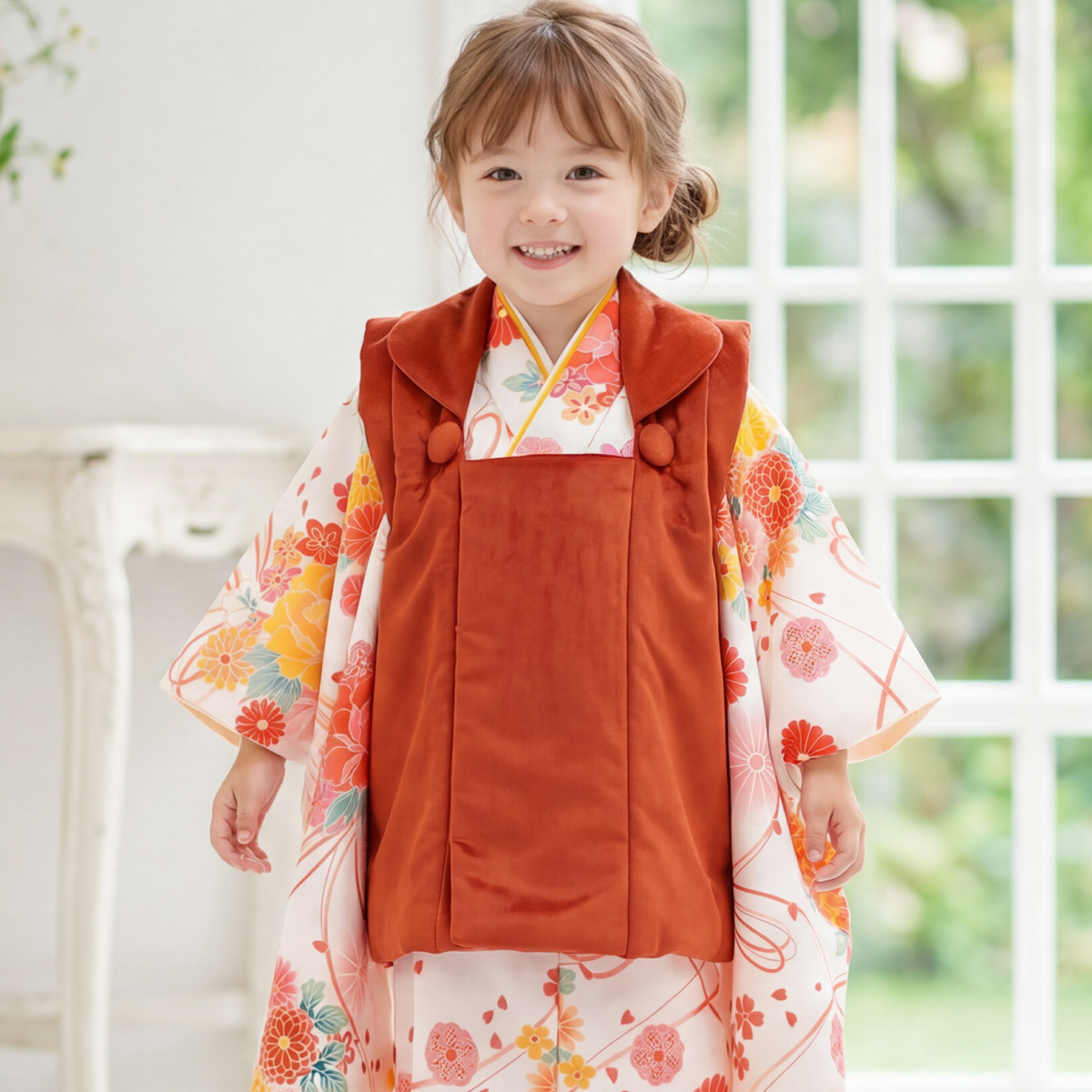 SOUBIEN（創美苑） 七五三 着物 3歳 女の子 着物セット 被布 襦袢 草履
