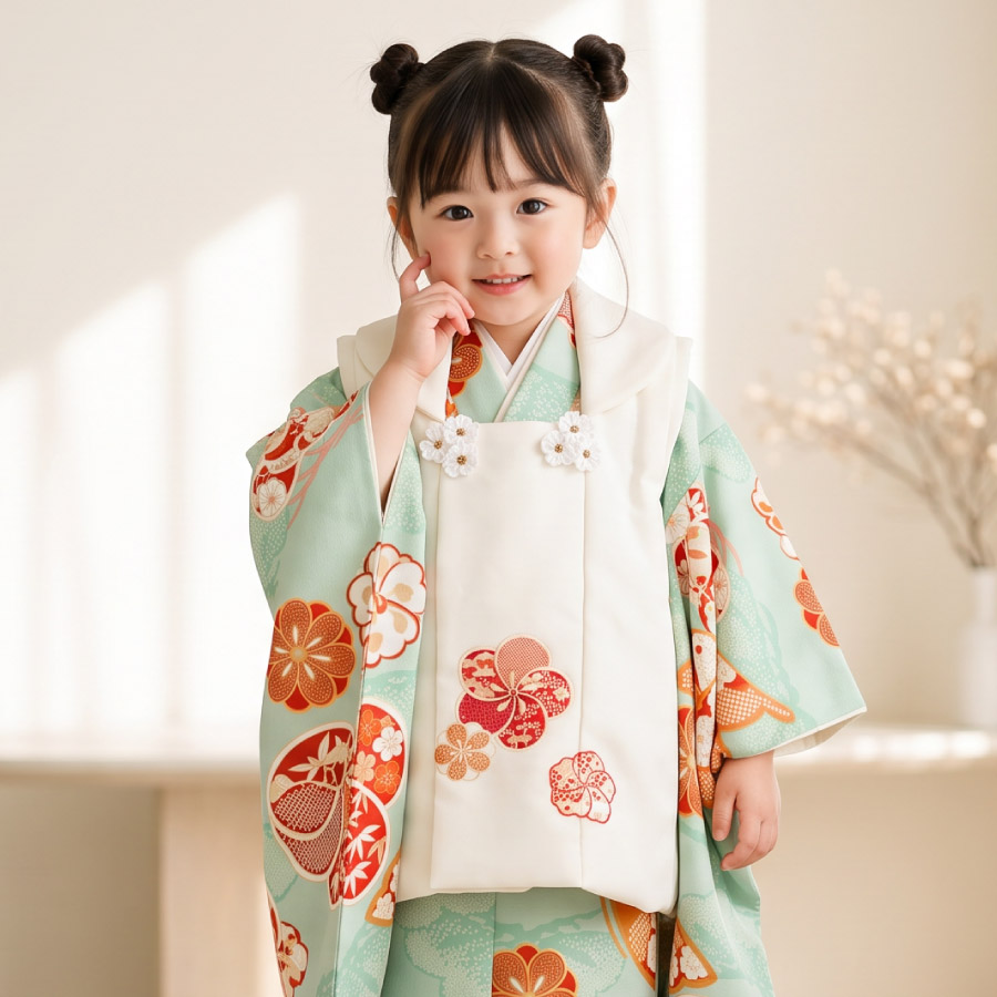 SOUBIEN（創美苑） 七五三 着物 3歳 女の子 着物セット 被布 襦袢 草履