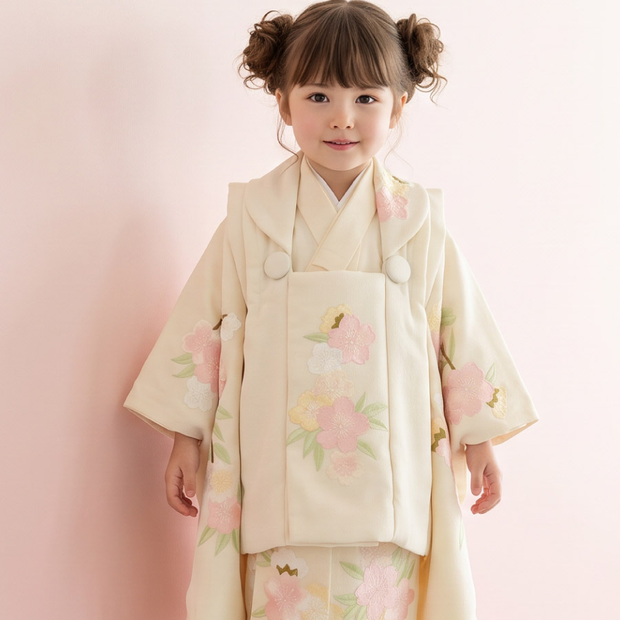 SOUBIEN（創美苑） 七五三 着物 3歳 女の子 着物セット 被布 襦袢 草履