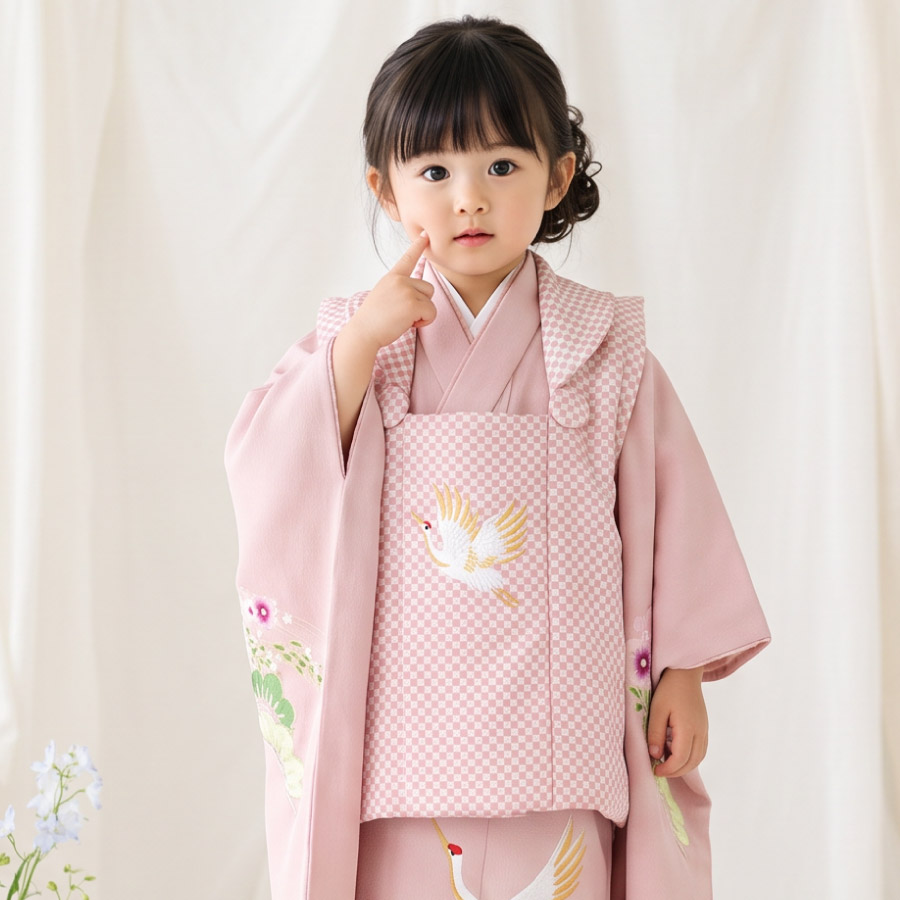 七五三 女の子 ピンク 着物セット 草履付き SOUBIEN（創美苑） 七五三 着物 3歳 女の子 着物セット 被布 襦袢 草履