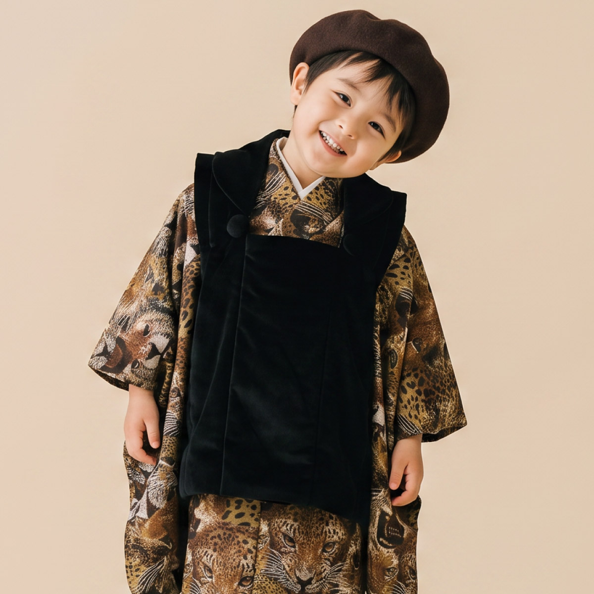 SOUBIEN（創美苑） 七五三 着物 3歳 男の子 着物セット 被布 襦袢 草履