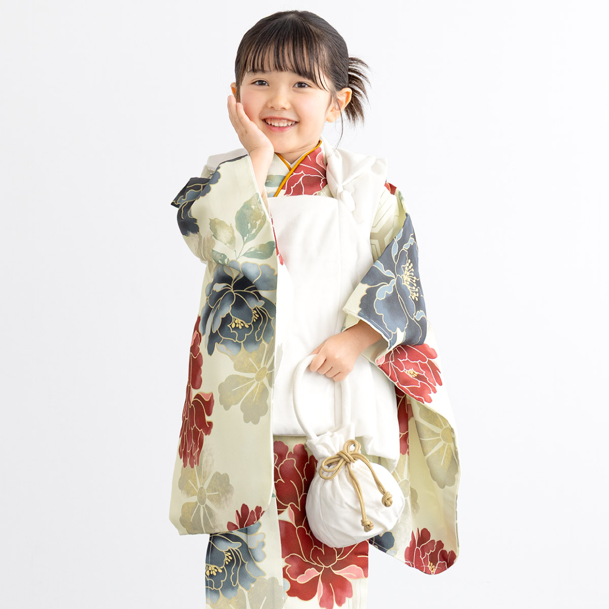 SOUBIEN（創美苑） 七五三 着物 3歳 女の子 着物セット 被布 襦袢 草履