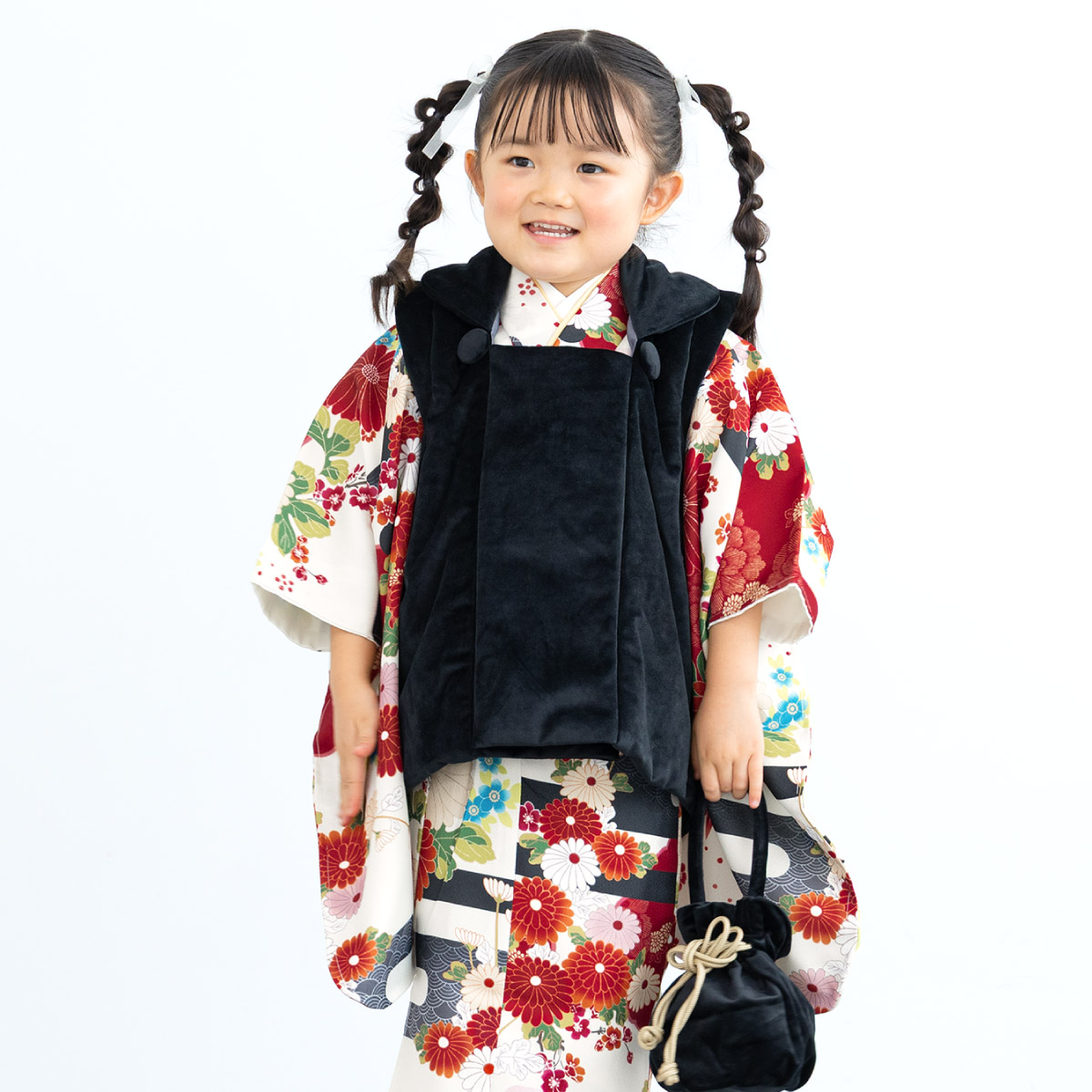 SOUBIEN（創美苑） 七五三 着物 3歳 女の子 着物セット 被布 襦袢 草履