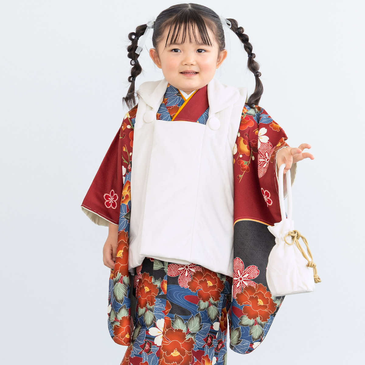 SOUBIEN（創美苑） 七五三 着物 3歳 女の子 着物セット 被布 襦袢 草履