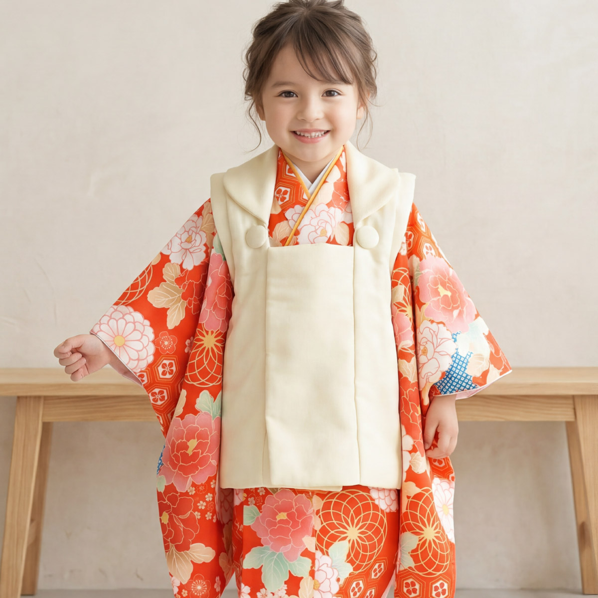 SOUBIEN（創美苑） 七五三 着物 3歳 女の子 着物セット 被布 襦袢 草履