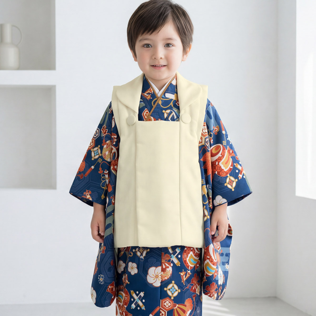 【正絹】七五三 3歳 男の子 被布 長襦袢 草履 足袋 フルセット【希少柄】 SOUBIEN（創美苑） 【予約】七五三 着物セット 3歳 男の子 被布 着物