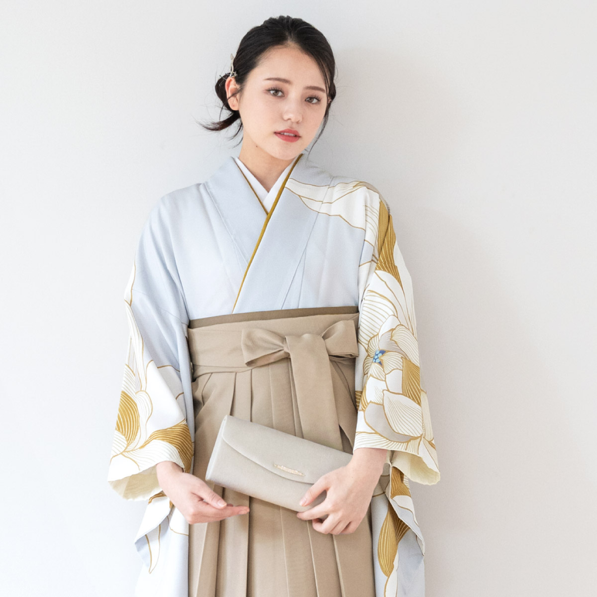 卒業式 袴4点セット レディース 大学　ベージュに麻の葉0244 SOUBIEN（創美苑） 袴セット 卒業式 レディース 女の子 ジュニア 子供