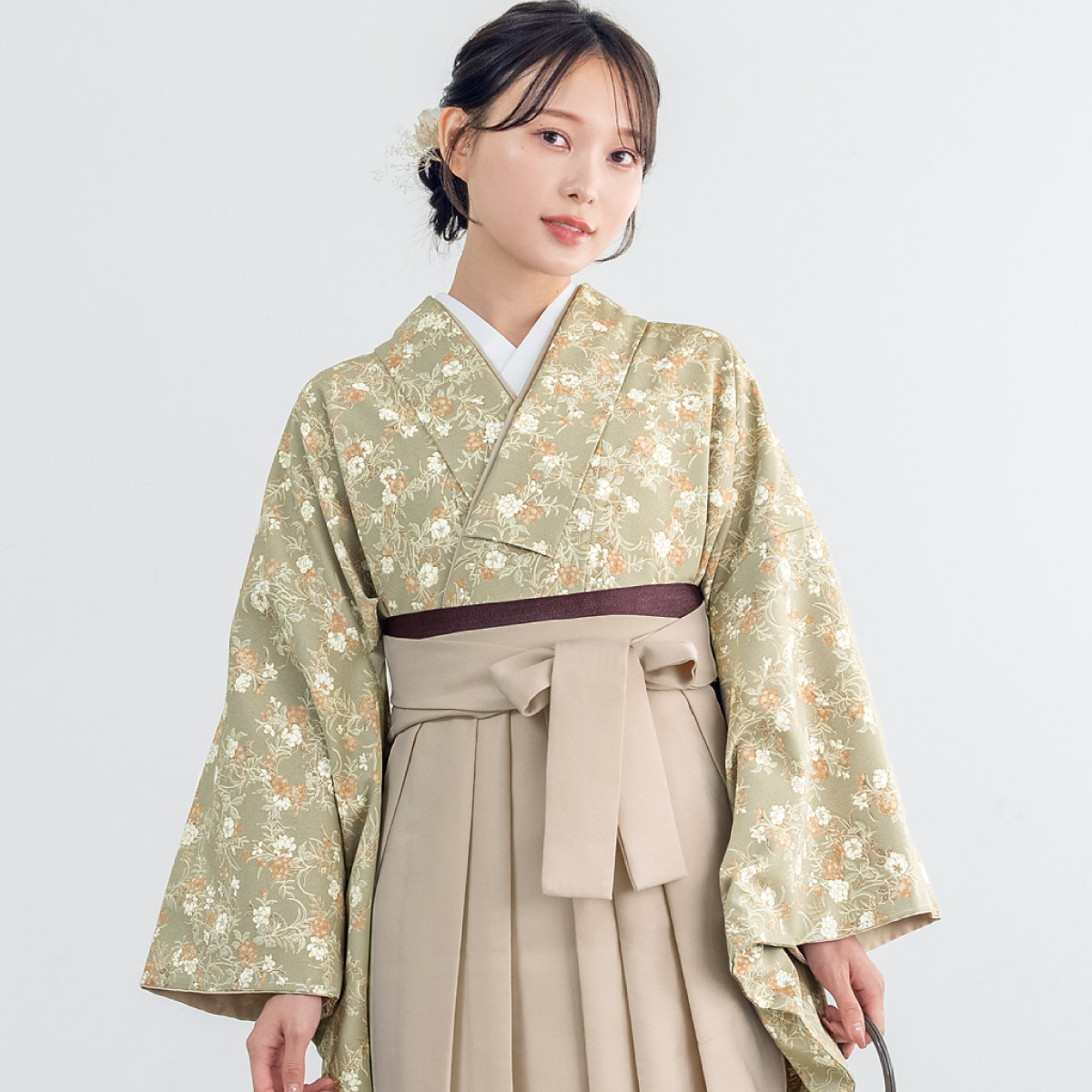 卒業式 袴4点セット レディース 大学　ベージュに麻の葉0244 SOUBIEN（創美苑） 袴セット 卒業式 レディース 女の子 ジュニア 子供