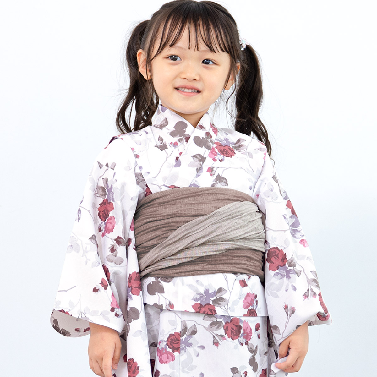 レトロ　浴衣セット　140cm　女の子　花柄　ピンク　兵児帯　新品　リボン SOUBIEN（創美苑） 浴衣セット 女の子 子供 キッズ セット 浴衣 帯