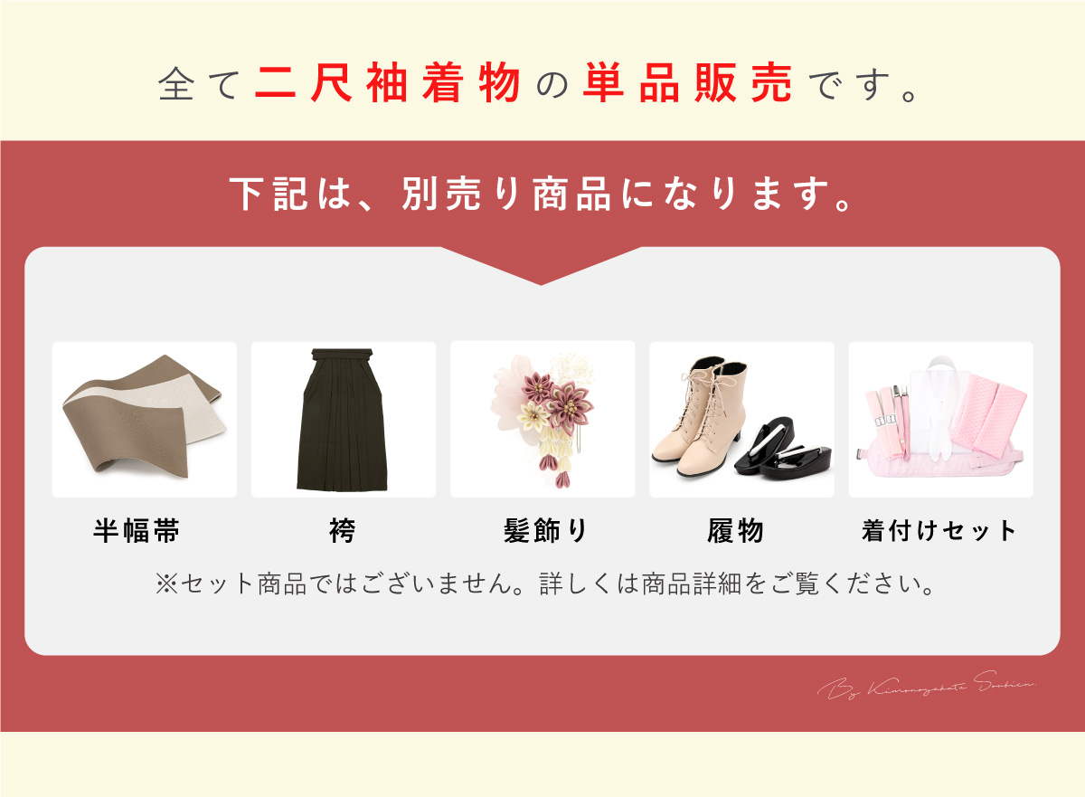 二尺袖 単品 着物 レディース ショート丈 小振袖 卒業式 そして