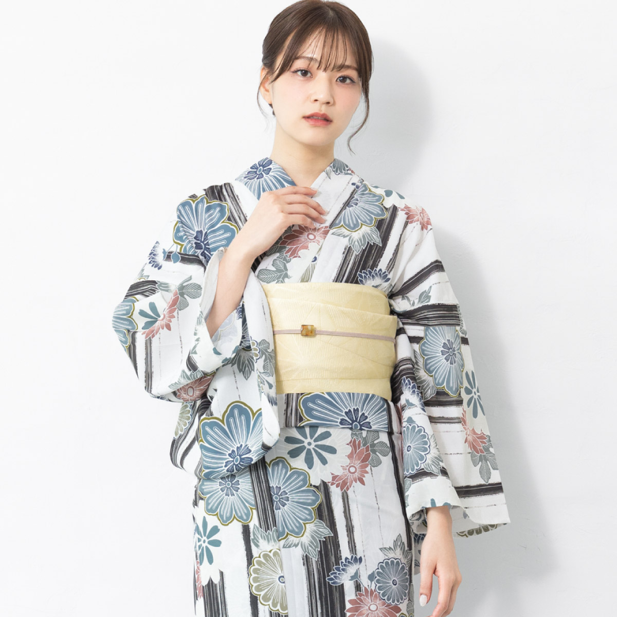 簡単着付け セパレート浴衣 レディース セット 浴衣 帯 伊達締め 浴衣セット 女性 二部式浴衣 花柄 着付け 簡単 フリー floro 女の子 創美苑の画像